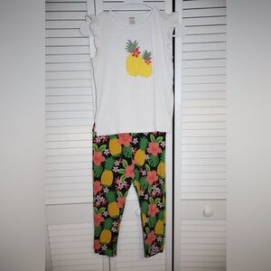 Gymboree Kids Pajama Set - White and Black with Yellow Pineapples